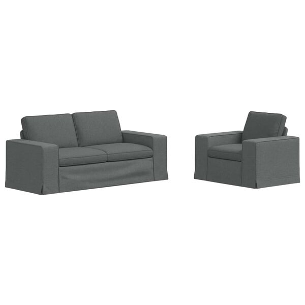 vidaXL Sofa Set 2 pcs Dark Grey 182 x 80 x 82 cm Fabric