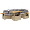 vidaXL 6 Piece Garden Sofa Set with Cushions Beige Poly Rattan