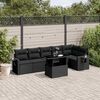 vidaXL 7 Piece Garden Sofa Set with Cushions Black Poly Rattan