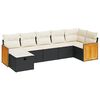 vidaXL 7 Piece Garden Sofa Set with Cushions Black Poly Rattan