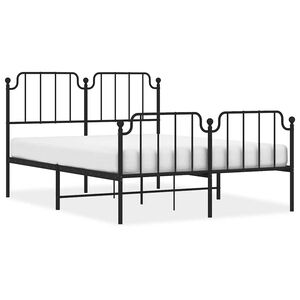 vidaXL Metal Bed Frame without Mattress with Footboard&nbsp;Black 135x190cm