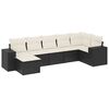 vidaXL 7 Piece Garden Sofa Set with Cushions Black Poly Rattan
