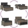 vidaXL Garden Sofa with Cushions 2-Seater Grey Poly Rattan&Acacia Wood