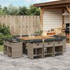 vidaXL 11 Piece Garden Dining Set with Cushions Grey Poly Rattan
