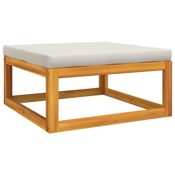 vidaXL Garden Footrest with Light Grey Cushion Solid Wood Acacia