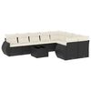 vidaXL 10 Piece Garden Sofa Set with Cushions Black Poly Rattan