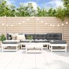 vidaXL 7 Piece Garden Lounge Set with Cushions White Solid Wood