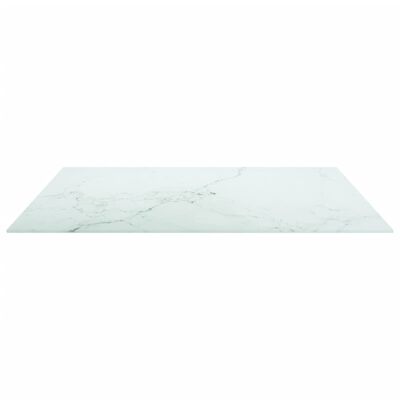 vidaXL Table Top White 80x80 cm 6 mm Tempered Glass with Marble Design