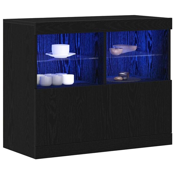 vidaXL LED Sideboard Black 81 x 37 x 66.5 cm Engineered Wood