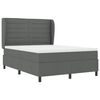 vidaXL Box Spring Bed Dark Grey and White 137 x 190 cm Fabric