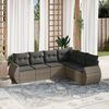 vidaXL 6 Piece Garden Sofa Set with Cushions Grey Poly Rattan
