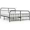 vidaXL Metal Bed Frame without Mattress with Footboard Black 180x200cm