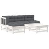 vidaXL 5 Piece Garden Lounge Set with Cushions White Solid Wood