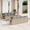vidaXL 8 Piece Garden Sofa Set with Cushions Beige Poly Rattan