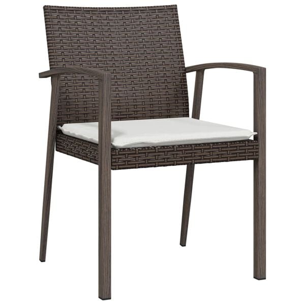 vidaXL Garden Chairs with Cushions 6 pcs Brown 56.5x57x83 cm Poly Rattan