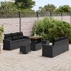 vidaXL Garden Sofa Set Height-Adjustable 9 pcs Black Poly Rattan