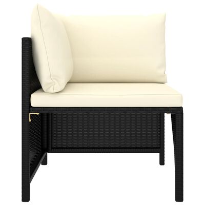 vidaXL 2-Seater Garden Sofa with Cushions Black Poly Rattan
