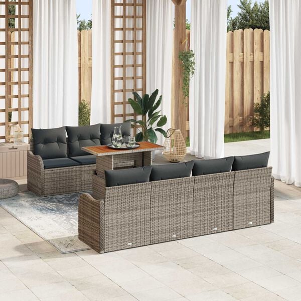 vidaXL Garden Sofa Set with Cushion Manual 8 pcs Grey