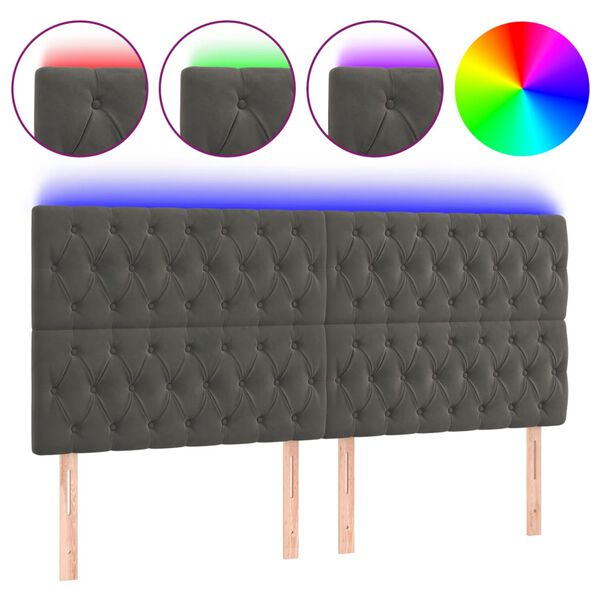 vidaXL LED Headboard Dark Grey 200 cm Velvet