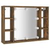 vidaXL Mirror Cabinet with LED Smoked Oak 76x15x55 cm