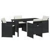 vidaXL Garden Dining Set 5 pcs Black Poly Rattan