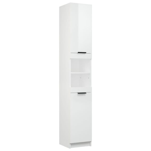 vidaXL Bathroom Cabinet High Gloss White 32x34x188.5cm Engineered Wood