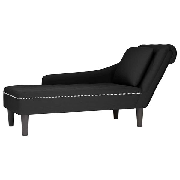vidaXL Chaise Lounge with Pillow and Right Armrest Black Velvet