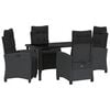 vidaXL Garden Dining Set 5 pcs Black Poly Rattan