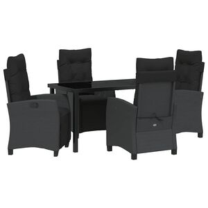 vidaXL Garden Dining Set 5 pcs Black Poly Rattan