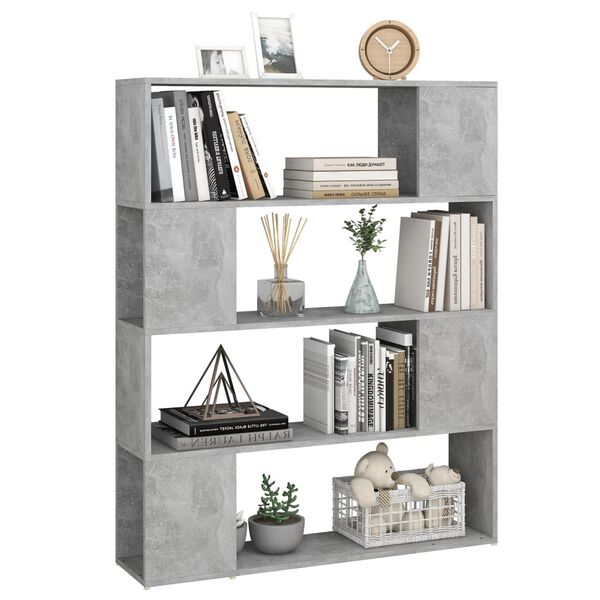 vidaXL Book Cabinet Room Divider Concrete Grey 100x24x124 cm