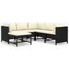 vidaXL 6 Piece Garden Lounge Set with Cushions Poly Rattan Black