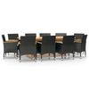 vidaXL 11 Piece Garden Dining Set with Cushions Black