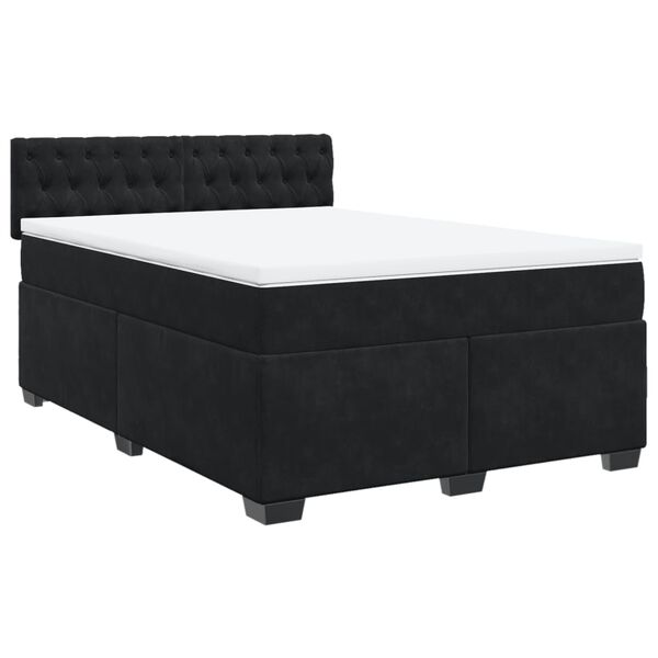 vidaXL Box Spring Bed with Mattress Black Double Velvet