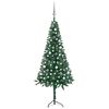 vidaXL Corner Artificial Christmas Tree LEDs&Ball Set Green 180 cm PVC