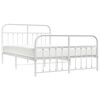 vidaXL Metal Bed Frame without Mattress with Footboard White 135x190cm