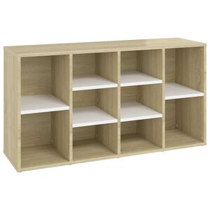 vidaXL Shoe Bench | White and sonoma oak | Engineered wood | Medium | Shoe Bench