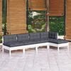 vidaXL 5 Piece Garden Lounge Set with Cushions White Pinewood