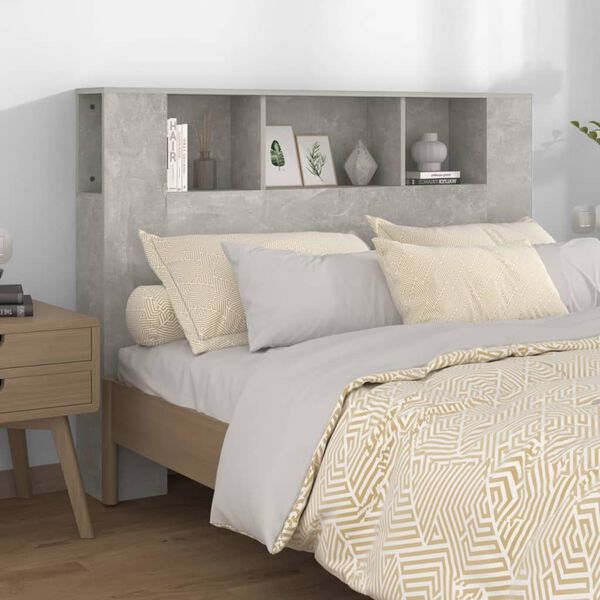 vidaXL Headboard Cabinet Concrete Grey 140x18.5x104.5 cm
