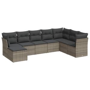 vidaXL 8 Piece Garden Sofa Set with Cushions Grey Poly Rattan