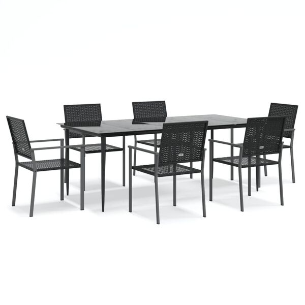 vidaXL 7 Piece Garden Dining Set Poly Rattan and Steel