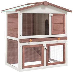 vidaXL Rabbit Hutch | Brown | Solid pine wood, Powder-coated iron wire, Plywood