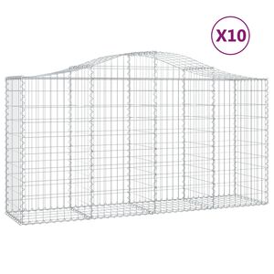 vidaXL Arched Gabion Baskets 10 pcs 200x50x100/120 cm Galvanised Iron