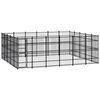 vidaXL Dog Kennel | Black | Powder-Coated Steel | 27.65 m&sup2; | Doors | Dog Kennel