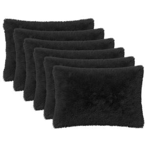 vidaXL Cushion with Pillow HEERLEN 2 pcs Black PV Fleece