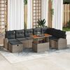 vidaXL Garden Sofa Set Height-Adjustable 9 pcs Grey Poly Rattan