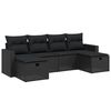 vidaXL 6 Piece Garden Sofa Set with Cushions Black Poly Rattan