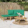 vidaXL 3 Piece Garden Lounge Set with Green Cushions Bamboo