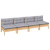 vidaXL 4-Seater Garden Sofa with Grey Cushions Solid Pinewood