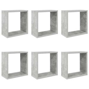vidaXL Wall Cube Shelves 6 pcs Concrete Grey 30x15x30 cm