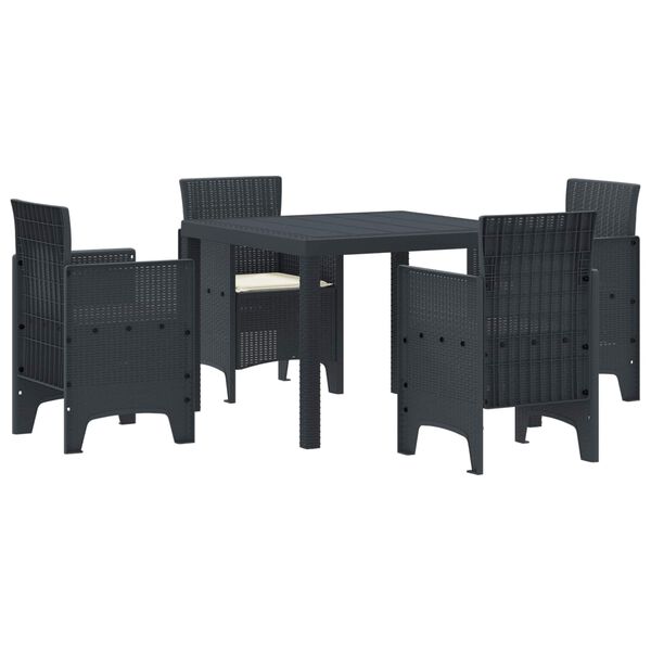 vidaXL Garden Dining Set 5 pcs Anthracite Polypropylene